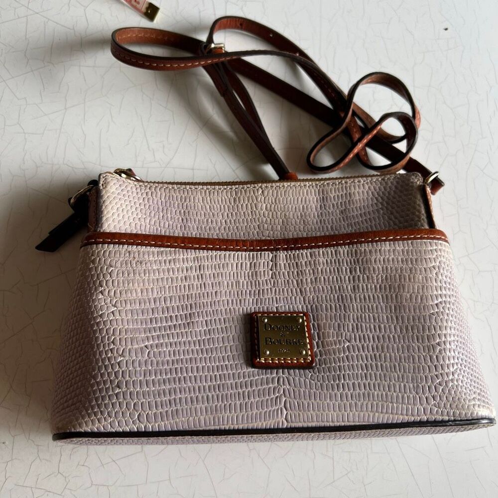Dooney & Bourke Embossed Lizard Ginger Crossbody bag crafted from textured lizar
